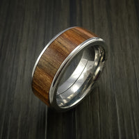 Wood Ring and Titanium Ring inlaid with Teak Hardwood Custom Made to Any Size and Optional Wood Types