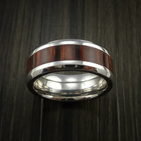 Cocobolo Wood Ring Inlaid in Cobalt Chrome Custom Made to Any Size and Optional Wood Types