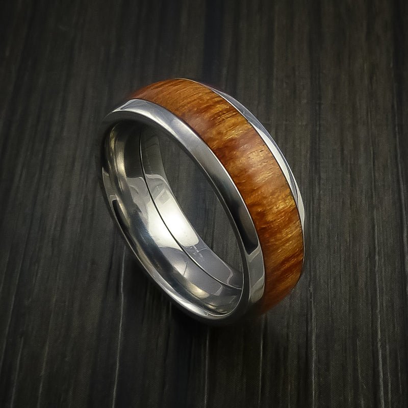 Wood Ring and Titanium Ring inlaid with Osage ORANGE Wood Custom Made to Any Size and Optional Wood Types