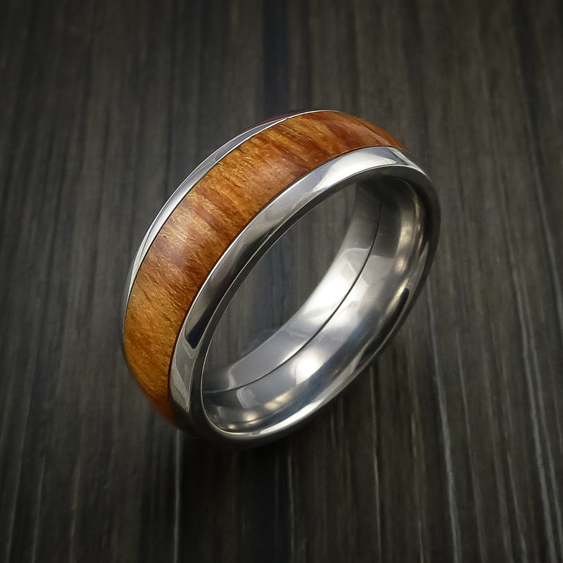 Wood Ring and Titanium Ring inlaid with Osage ORANGE Wood Custom Made to Any Size and Optional Wood Types