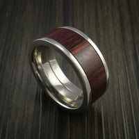Wood Ring and Titanium Ring inlaid with RED HEART Custom Made to Any Size and Optional Wood Types