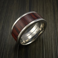 Wood Ring and Titanium Ring inlaid with RED HEART Custom Made to Any Size and Optional Wood Types