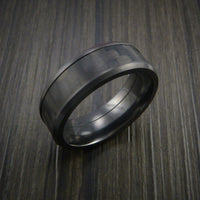Black Titanium Ring with Carbon Fiber Inlay Style Weave Pattern