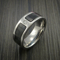 Carbon Fiber Ring with White Diamond Custom Made and Set in Titanium ...