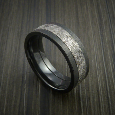 Gibeon Meteorite in Black Zirconium Wedding Band Made