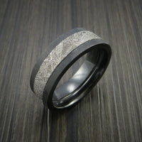 Gibeon Meteorite in Black Zirconium Wedding Band Made