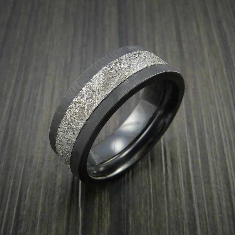 Gibeon Meteorite in Black Titanium Wedding Band Made
