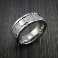 Titanium Men's Ring with Segmented Gibeon Meteorite Inlay Custom Made ...