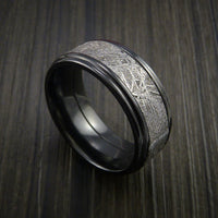 Gibeon Meteorite in Black Zirconium Wedding Band Made to any Sizing and Width