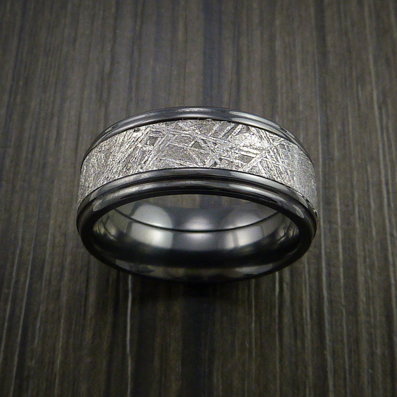 Gibeon Meteorite in Black Titanium Wedding Band Made to any Sizing and Width
