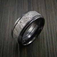 Gibeon Meteorite in Black Zirconium Wedding Band Made to any Sizing and Width