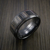 Wood Ring and BLACK ZIRCONIUM Ring inlaid with CHARCOAL WOOD Custom Made in the USA