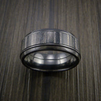 Wood Ring and BLACK Titanium Ring inlaid with CHARCOAL WOOD Custom Made in the USA