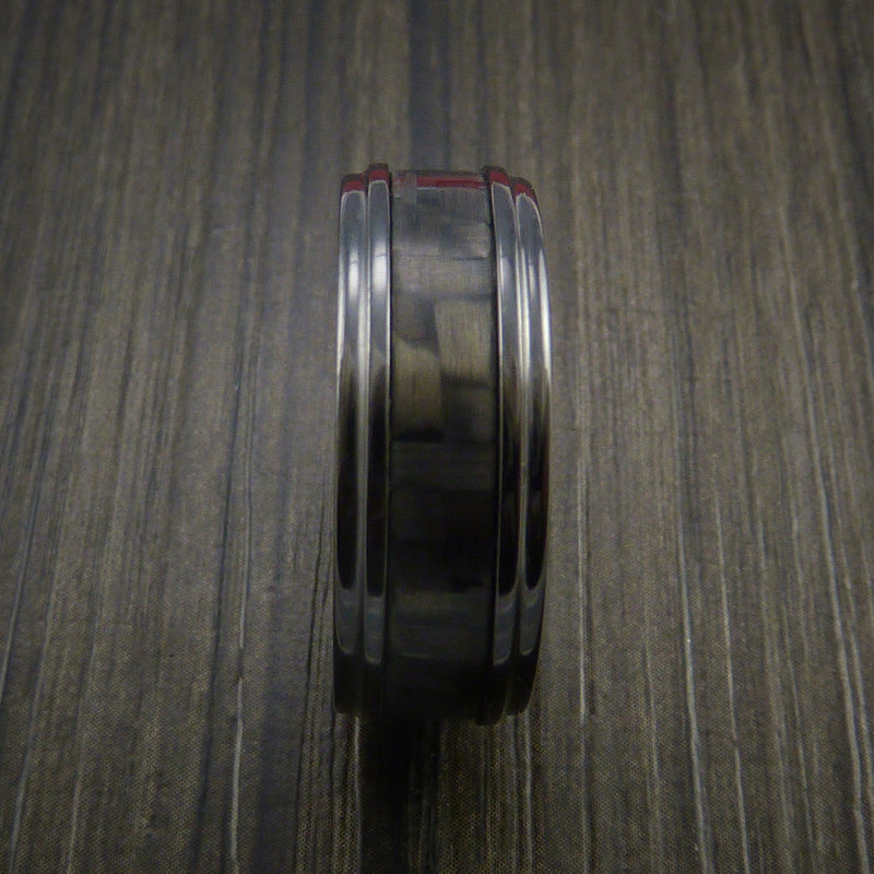 Black Zirconium and Carbon Fiber Ring Custom Made Band