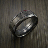 Black Titanium Ring with Carbon Fiber Inlay Style Weave Pattern