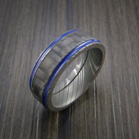 Carbon Fiber Damascus Steel Ring with Optional Color Inlay
