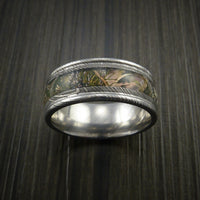 King's Camo Mountain Shadow and Damascus Steel Ring Traditional Style Band Made Custom