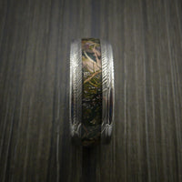 King's Camo Mountain Shadow and Damascus Steel Ring Traditional Style Band Made Custom