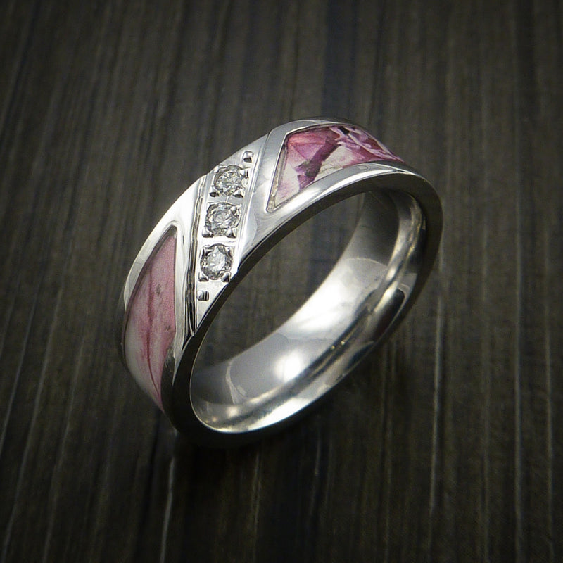 King's Camo PINK SHADOW Ring with Diamond setting in Cobalt Chrome Custom Made