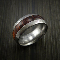 Wood Ring and Damascus Ring inlaid with Hardwood Inlay Custom Made