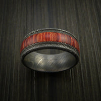 Wood Ring and Damascus Ring inlaid with Hardwood Custom Made
