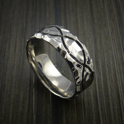 Titanium Celtic Rock Hammer Finish Cerakote Band Color Infinity Design Ring