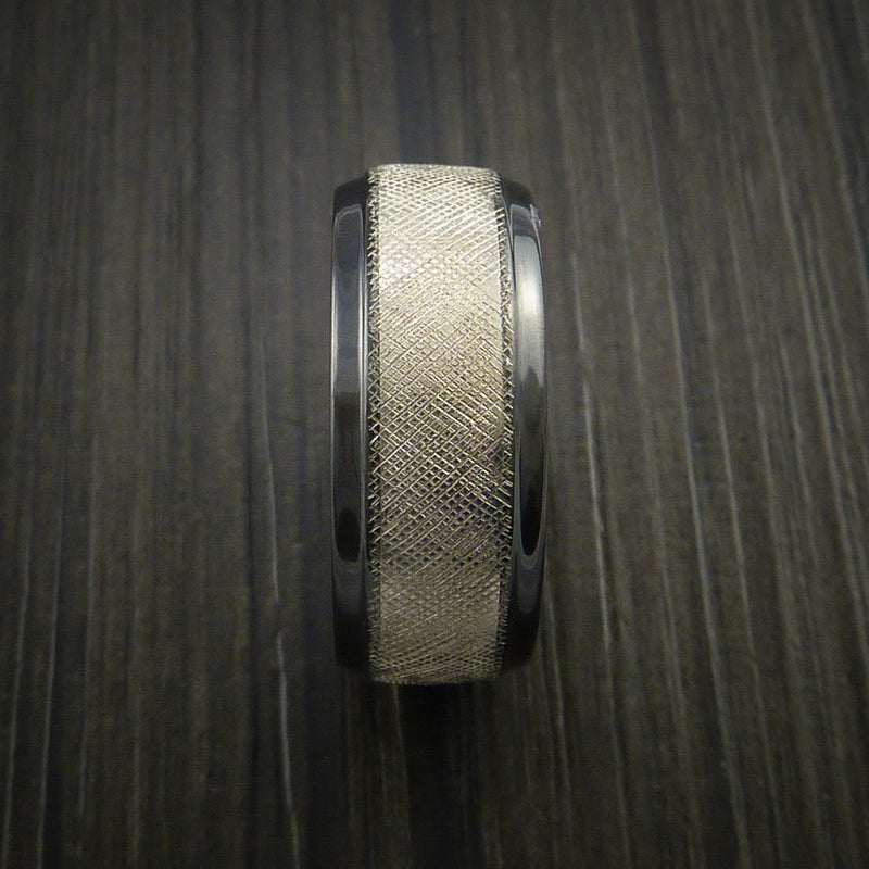 Black Titanium Ring FLORENTINE textured Band Made to Any Sizing 3-22