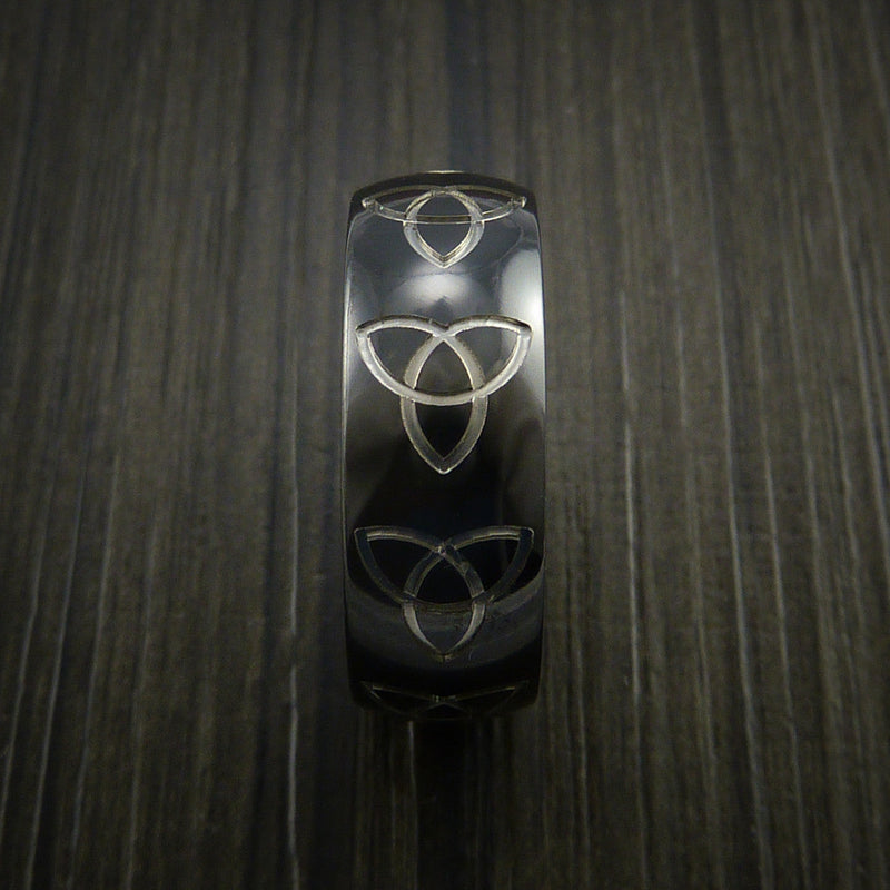 Black Titanium Celtic Trinity Ring Irish Knot Design Band Any Size Ring