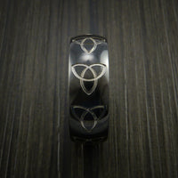 Black Zirconium Celtic Trinity Ring Irish Knot Design Band Any Size Ring