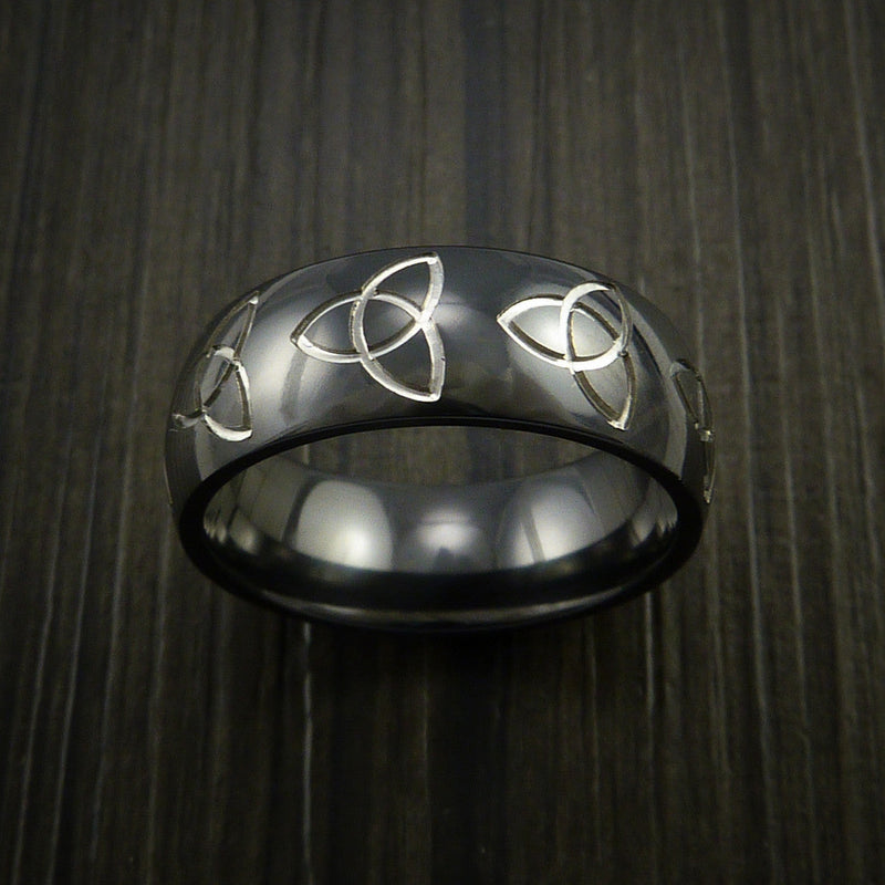 Black Titanium Celtic Trinity Ring Irish Knot Design Band Any Size Ring