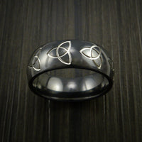 Black Zirconium Celtic Trinity Ring Irish Knot Design Band Any Size Ring