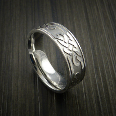 Cobalt Chrome Celtic Band Trinity Symbolic Wedding Infinity Ring Custom Made