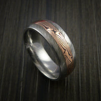 Damascus and 14k ROSE GOLD Mokume Gane Ring Custom Made