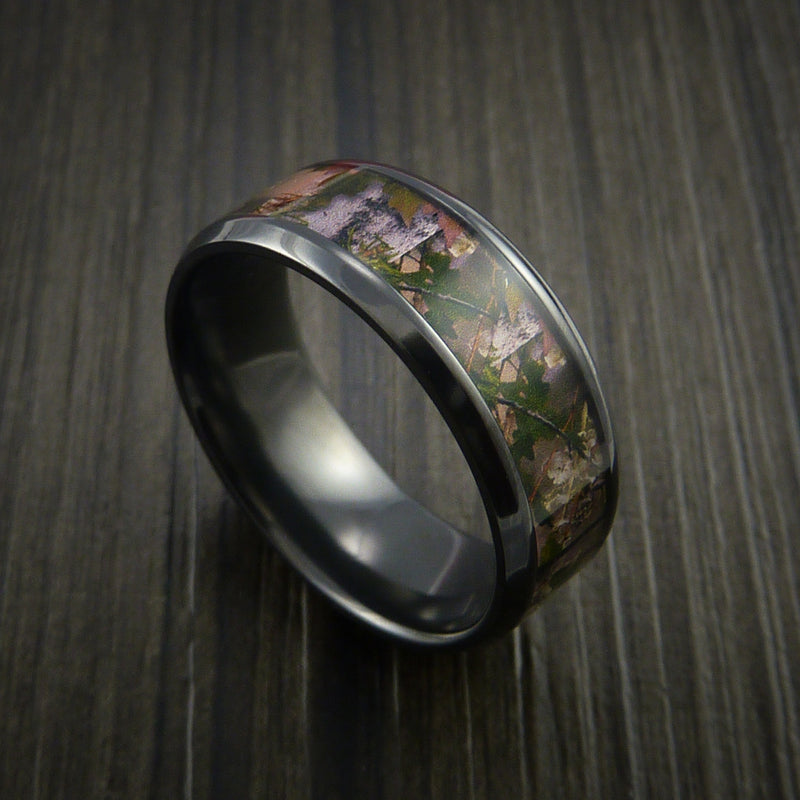 King's Camo MOUNTAIN SHADOW and Black Zirconium Ring Traditional Style Band Made Custom