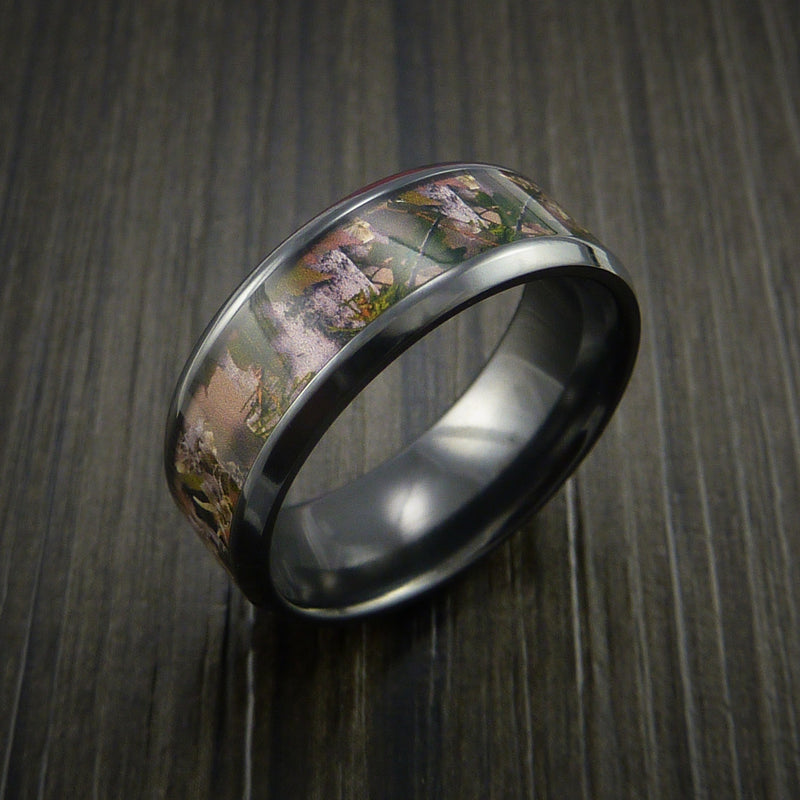 King's Camo MOUNTAIN SHADOW and Black Zirconium Ring Traditional Style Band Made Custom