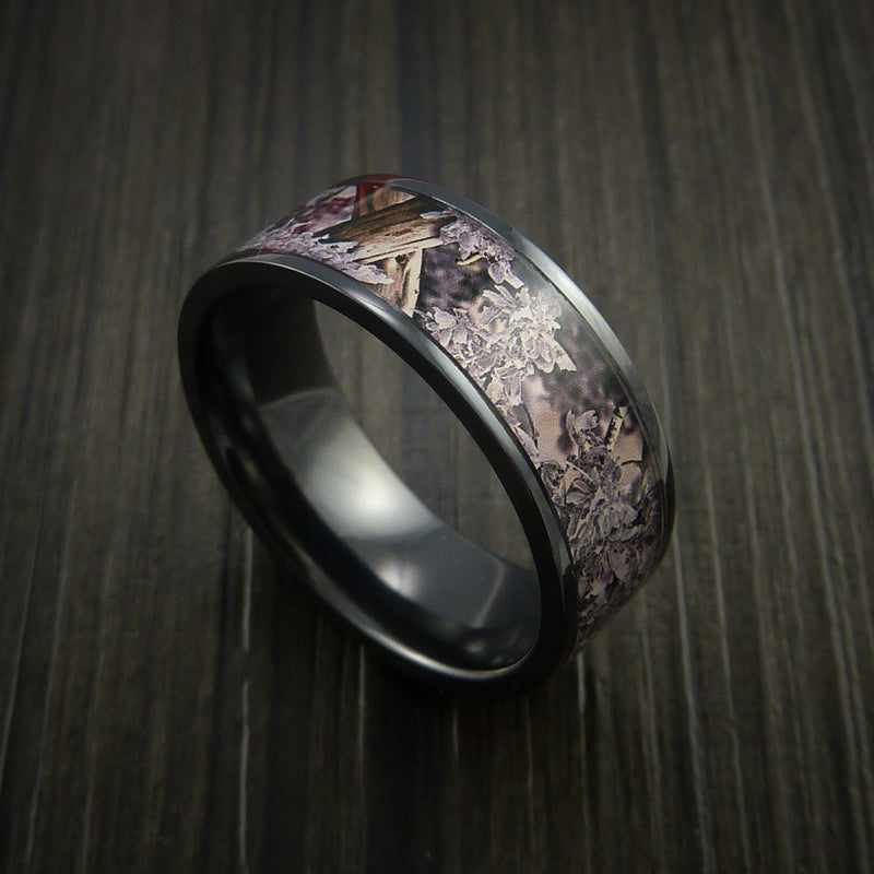 King's Camo DESERT SHADOW and Black Zirconium Ring Traditional Style Band Made Custom