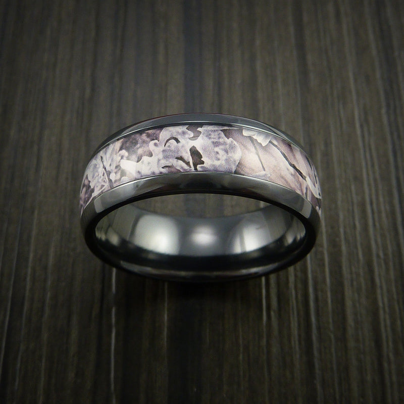 King's Camo SNOW SHADOW and Black Titanium Ring Traditional Style Band Made Custom