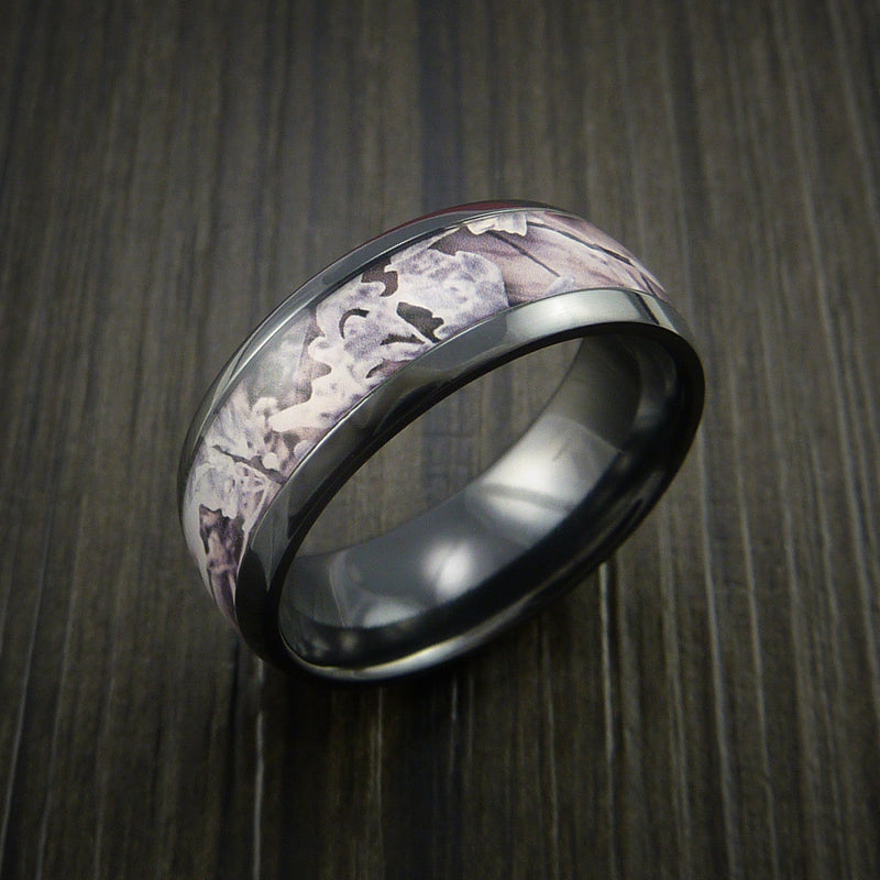 King's Camo SNOW SHADOW and Black Titanium Ring Traditional Style Band Made Custom