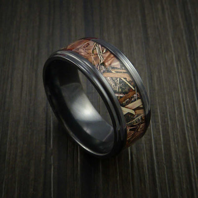 King's Camo Field Shadow and Black Titanium Ring Traditional Style Band Made Custom