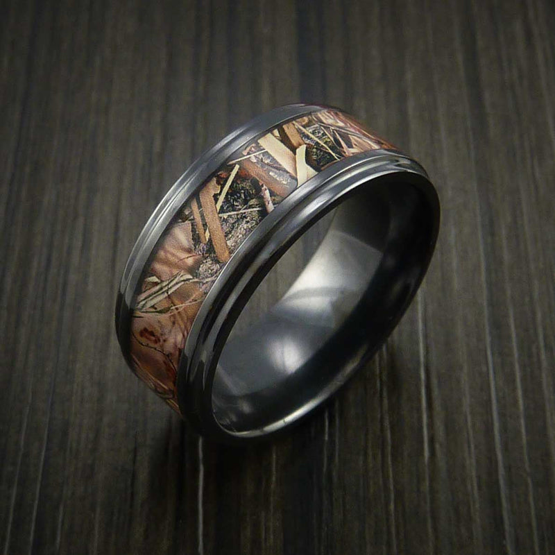 King's Camo Field Shadow and Black Titanium Ring Traditional Style Band Made Custom
