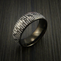 Black Zirconium Ring Textured Tiger Pattern Band Made to Any Sizing 3-22