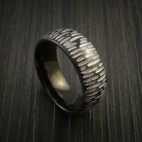 Black Zirconium Ring Textured Tiger Pattern Band Made to Any Sizing 3-22