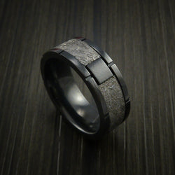 Gibeon Meteorite in Black Zirconium Wedding Band Made to any Sizing and Width