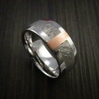 Gibeon Meteorite in Cobalt Chrome and 14k Rose Gold Wedding Band Made to any Sizing