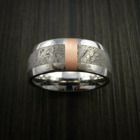 Gibeon Meteorite in Cobalt Chrome and 14k Rose Gold Wedding Band Made to any Sizing