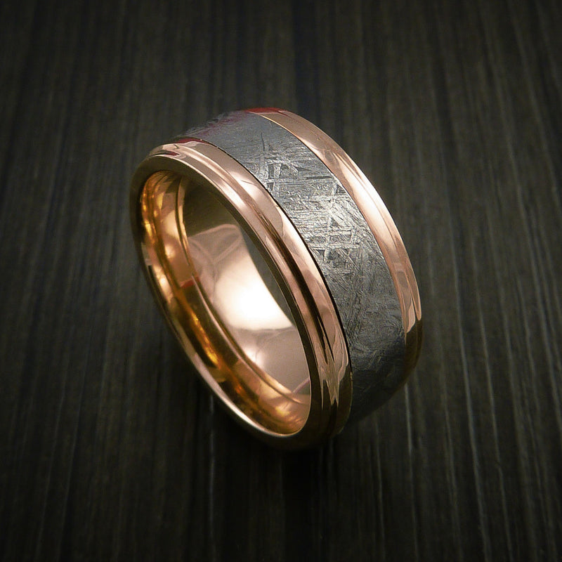 Gibeon Meteorite in 14K Rose Gold Wedding Band Made to any Sizing and Width