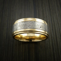 Gibeon Meteorite in 14K Yellow Gold Wedding Band Made to any Sizing and Width