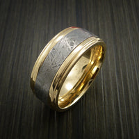 Gibeon Meteorite in 14K Yellow Gold Wedding Band Made to any Sizing and Width
