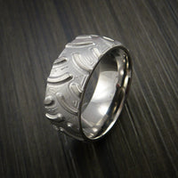 Titanium Knobby Tire Tread Pattern Ring Custom Made Band
