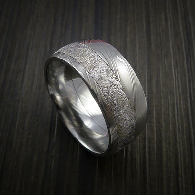 Gibeon Meteorite in Damascus Steel Wedding Band